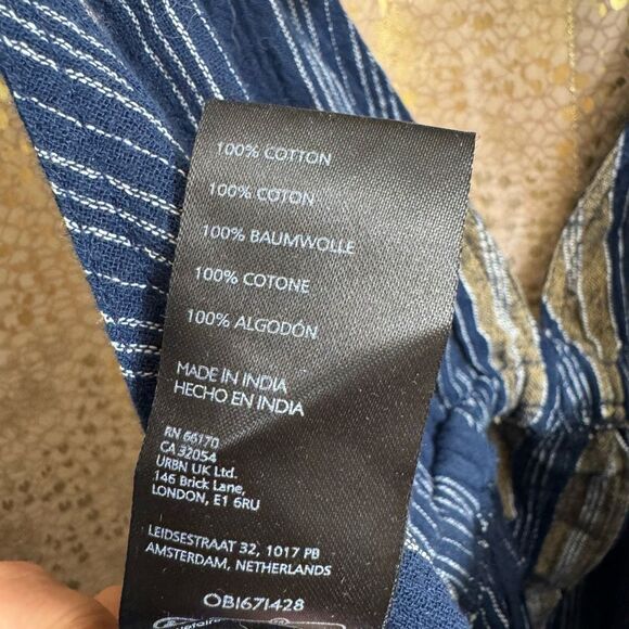 Free People Kind Favor Navy Blue Cotton Wide Leg Romper Jumpsuit Medium - Picture 10 of 12